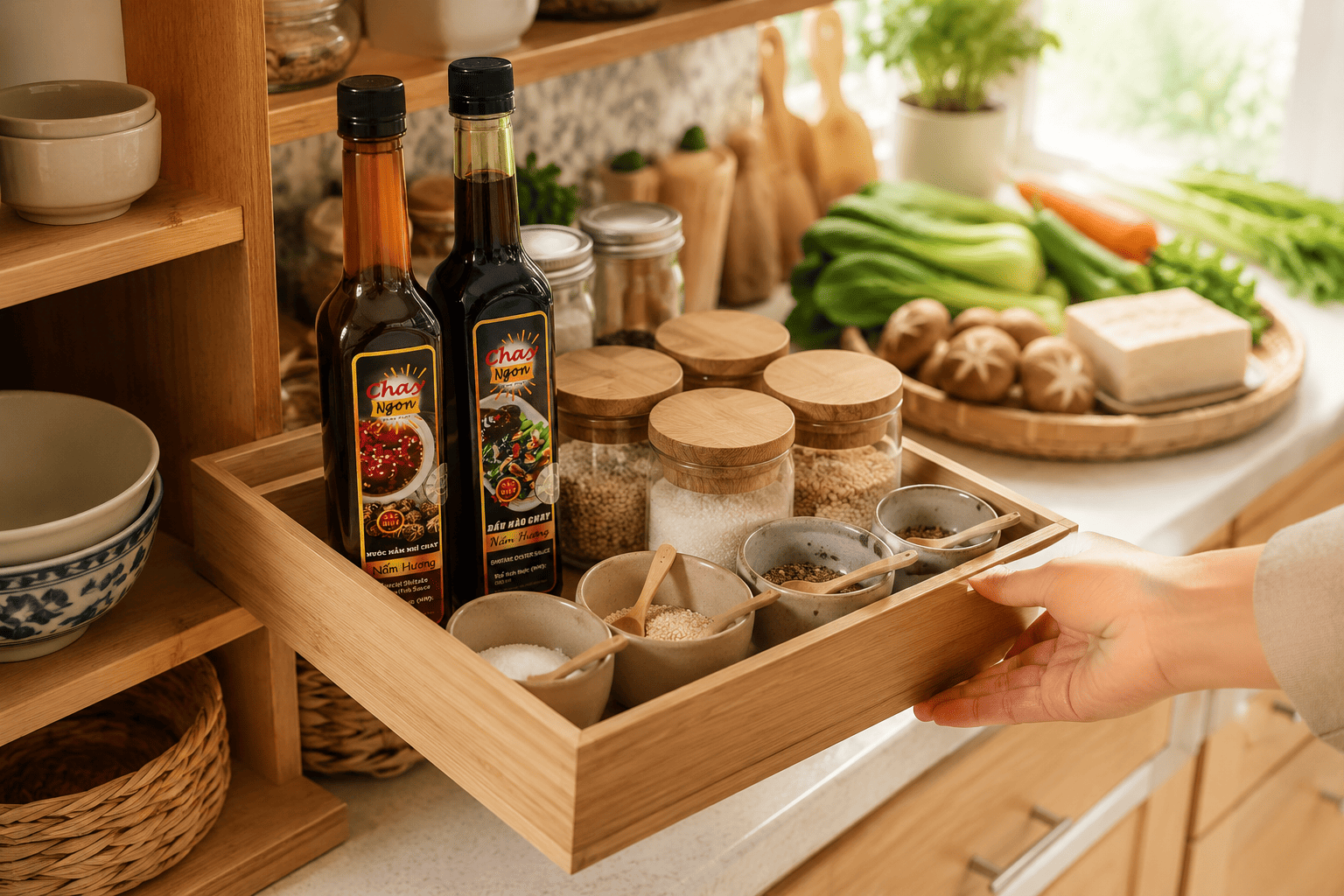 Sắp Xếp Góc Gia Vị Chay Gọn Gàng Để Nấu Ăn Dễ Hơn