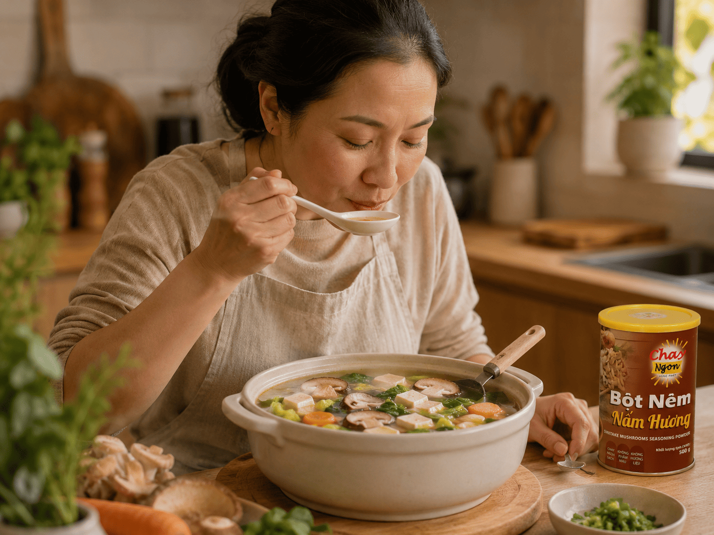 Dùng Bột Nêm Chay Cho Món Canh Cha Mẹ Thường Ăn