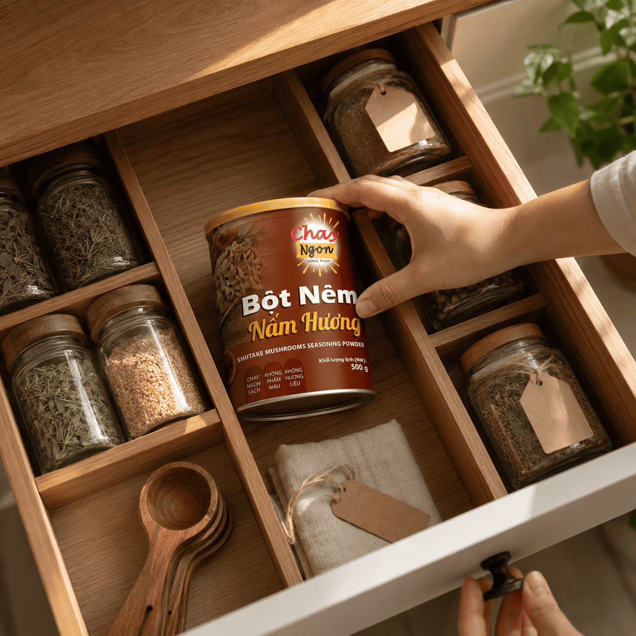 Một Cách Sắp Xếp Gia Vị Chay Giúp Bếp Gọn Và Dễ Nấu Hơn