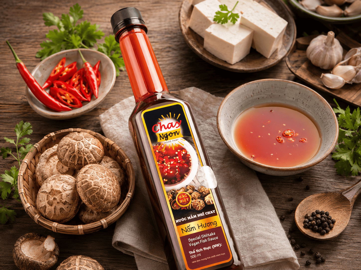 Nước Mắm Nhĩ Chay Nấm Hương Vị Thanh Gọn Cho Bữa Chay Việt
