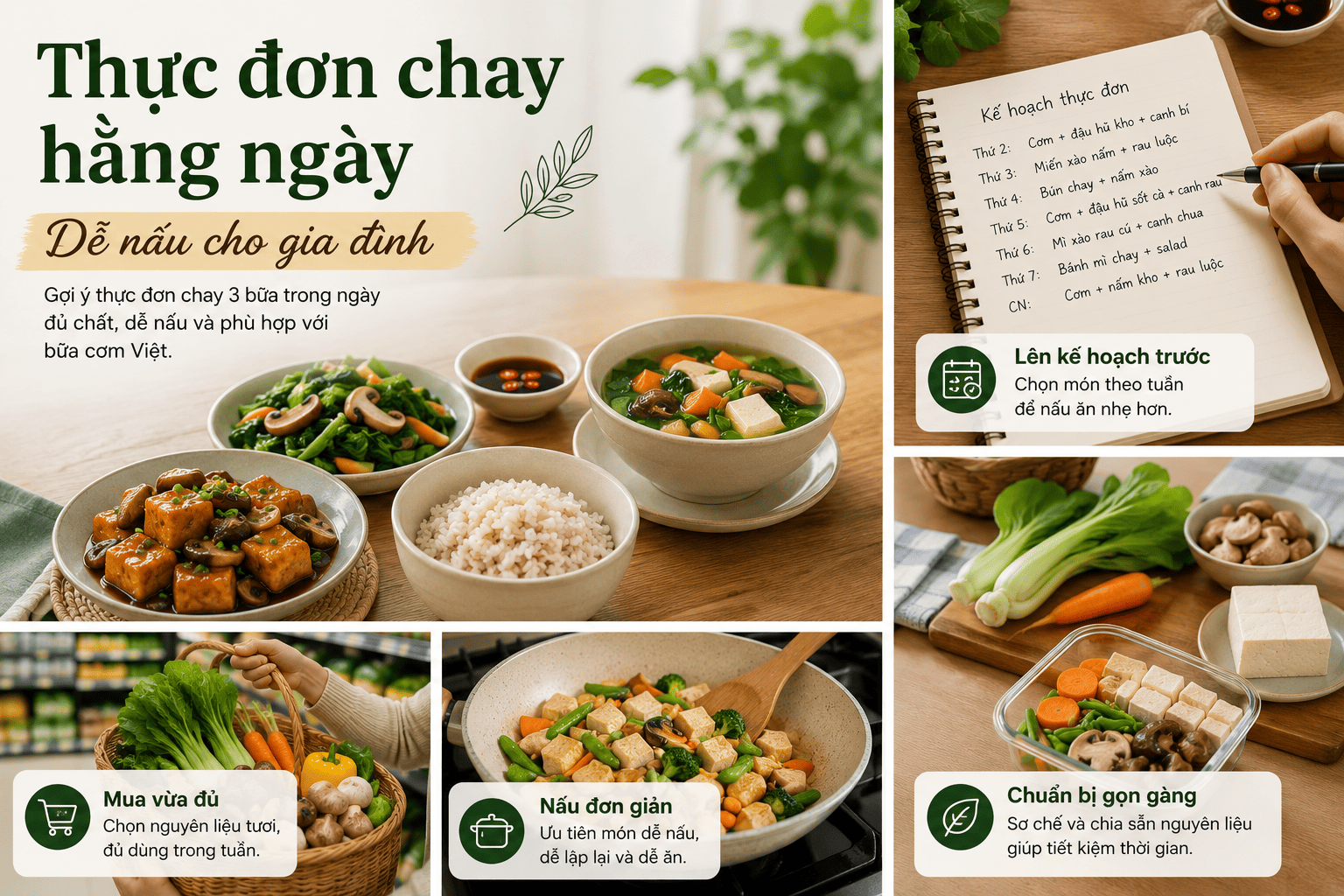 Thực Đơn Chay Hằng Ngày Dễ Nấu Cho Gia Đình