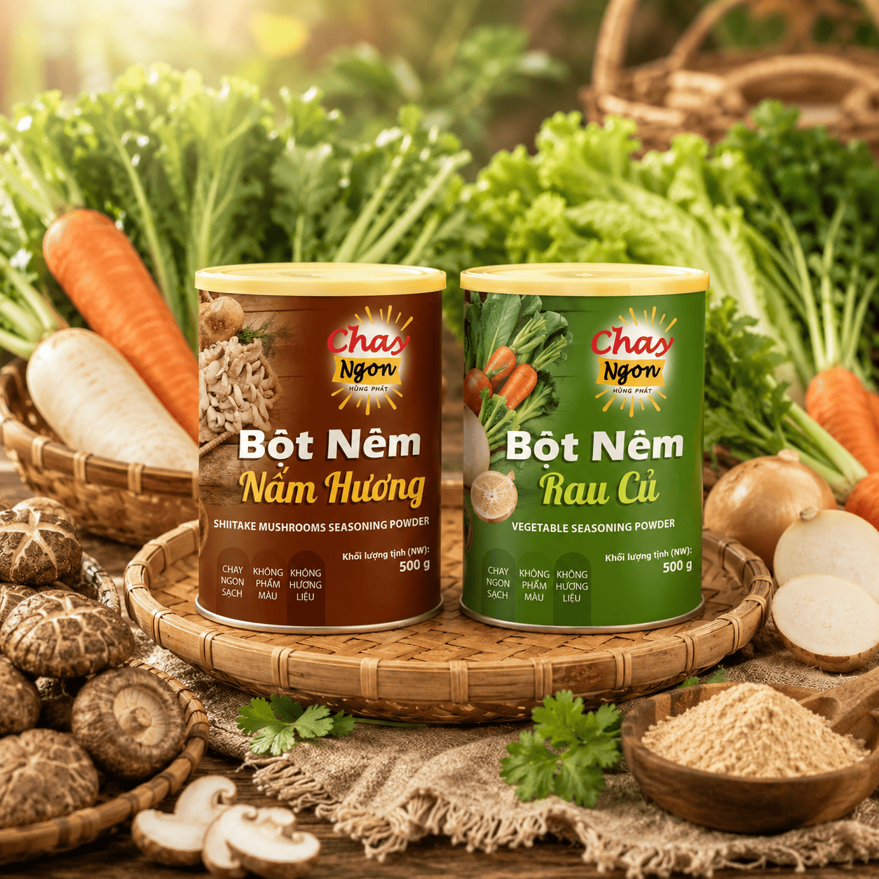 So Sánh Bột Nêm Chay Nấm Hương Và Bột Nêm Rau Củ | Chay Ngon Hùng Phát