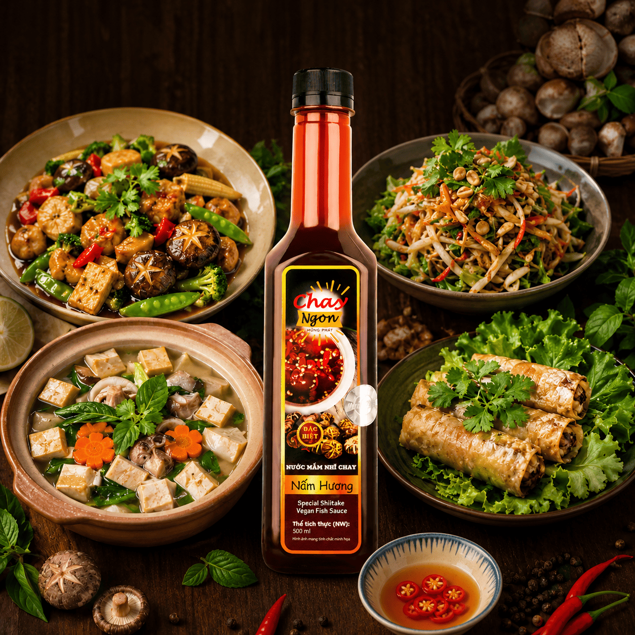 Nước Mắm Nhĩ Chay Nấm Hương – Giữ Trọn Vị Quen Bữa Cơm