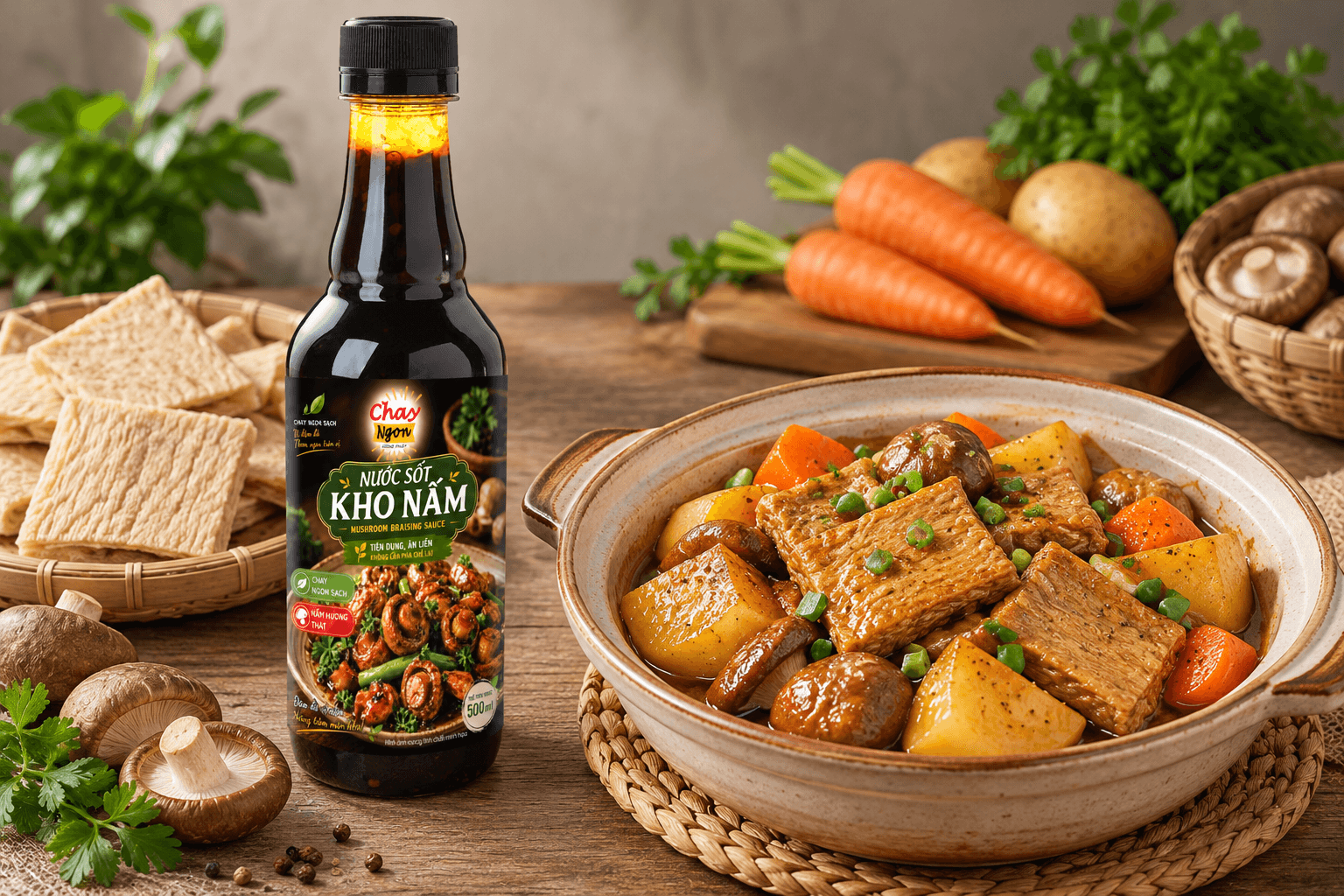 Sườn Non Chay Kho Rau Củ: Thứ Tự Cho Khoai, Cà Rốt Và Nấm