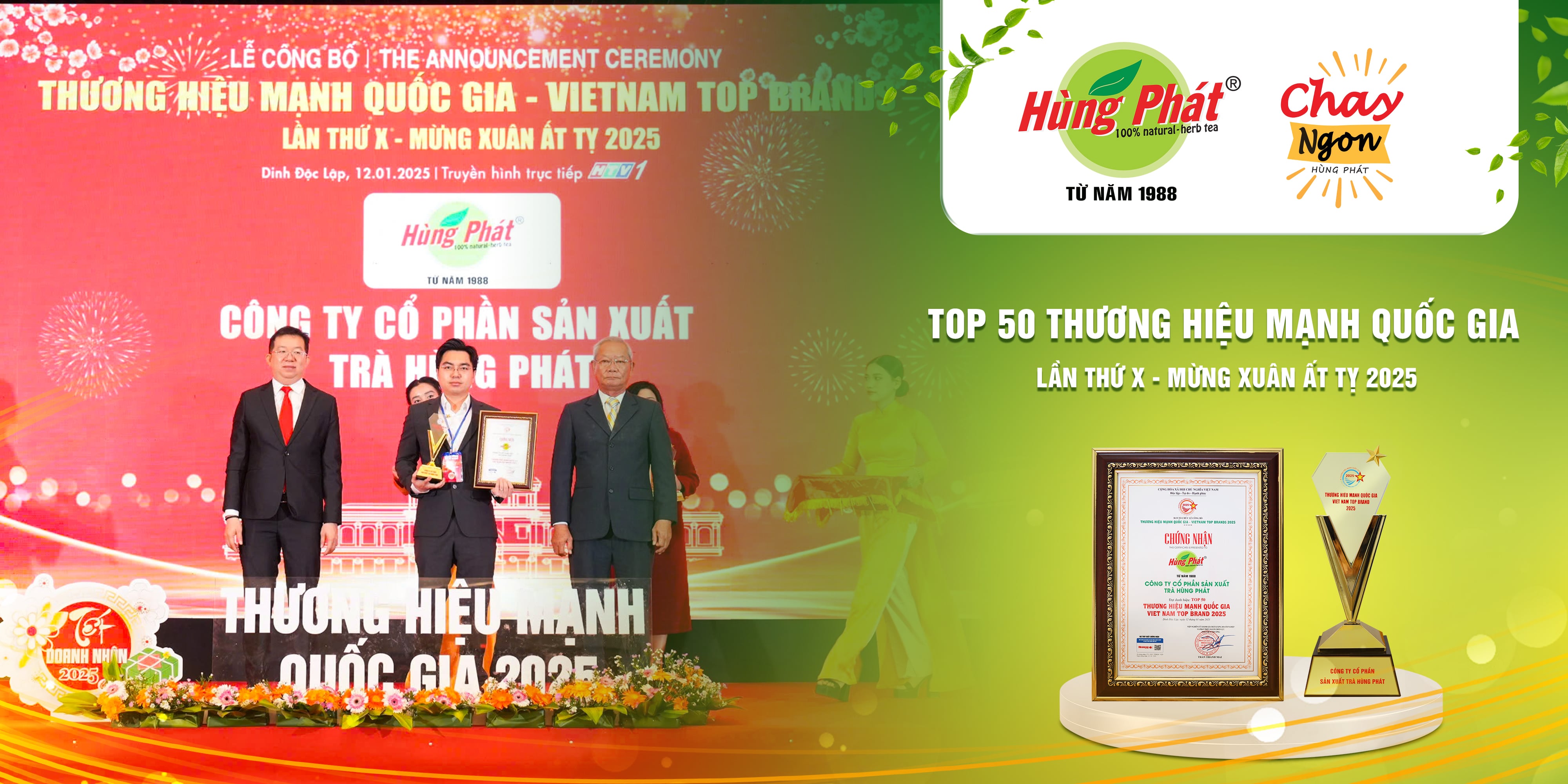 Công ty CPSX Trà Hùng Phát - Thương hiệu Chay Ngon Hùng Phát vinh dự nhận danh hiệu Thương Hiệu Mạnh Quốc Gia 2025