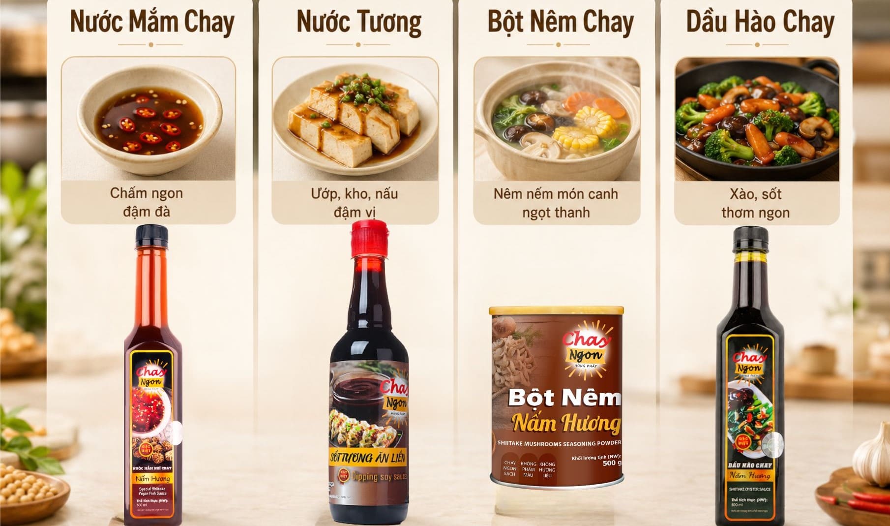 Dầu Hào Chay Khác Gì Nước Mắm Chay, Nước Tương Và Bột Nêm Chay?