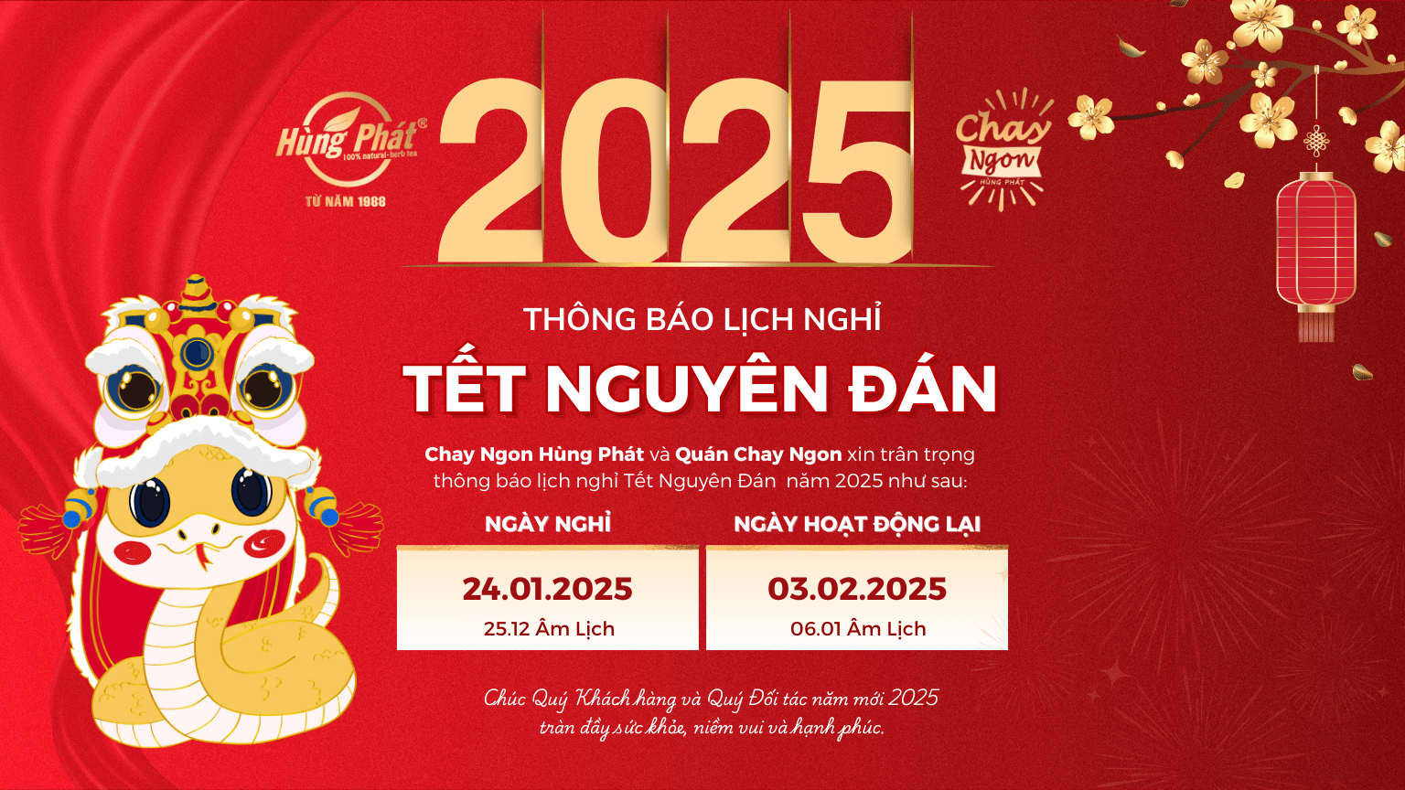 Thông báo lịch nghỉ Tết Nguyên Đán 2025