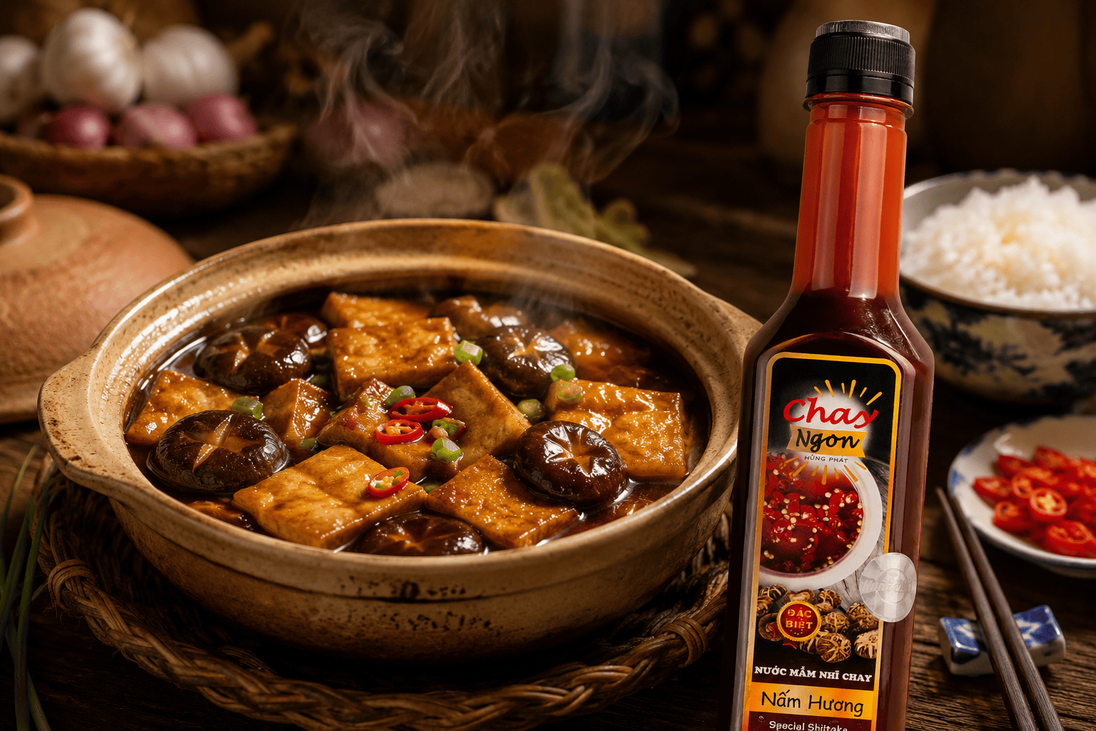 Hình 4. Nước mắm chay dùng để kho đậu hũ nấm hương