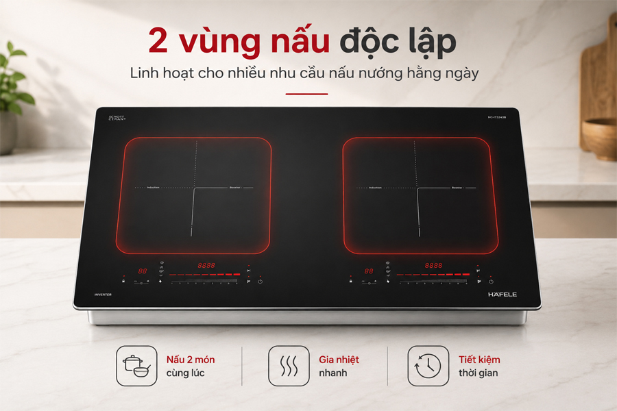 Bếp từ lắp âm 2 vùng nấu Hafele HC-I73243B chính hãng