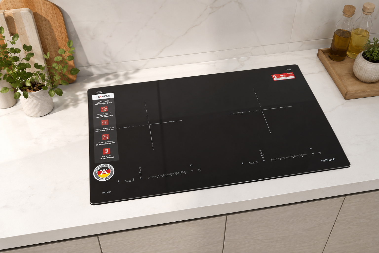 Bếp từ Hafele HC-I73243B trong không gian bếp hiện đại