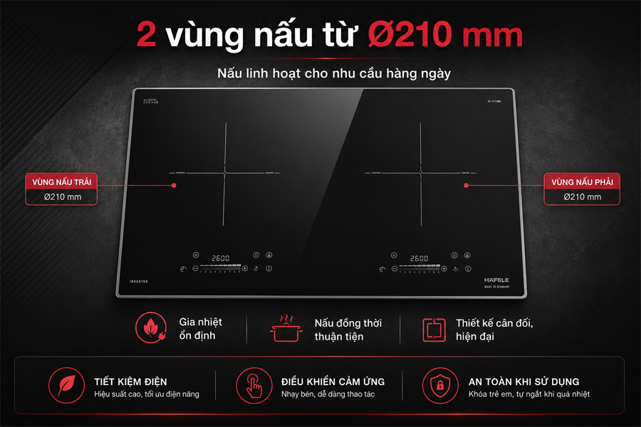 Điều khiển và tính năng an toàn trên bếp từ Hafele HC-I7326B
