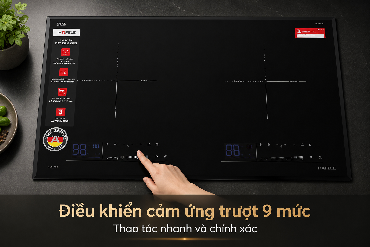 Bảng điều khiển cảm ứng trượt của bếp từ Hafele HC-I7323B