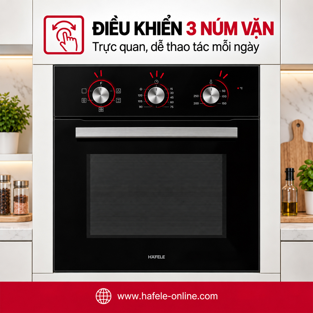 Hệ điều khiển bằng núm vặn của lò nướng Häfele HO-2K65A