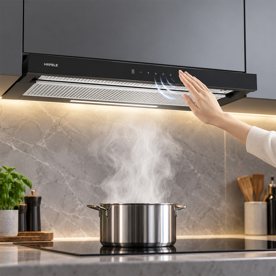 Điều khiển cảm ứng và cảm biến vẫy tay của máy hút mùi âm tủ Häfele HC-H7032TB