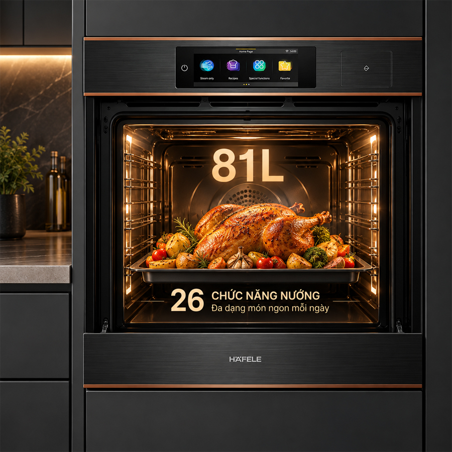 Khoang lò 81 lít và 26 chức năng nướng của Häfele HC-O812B