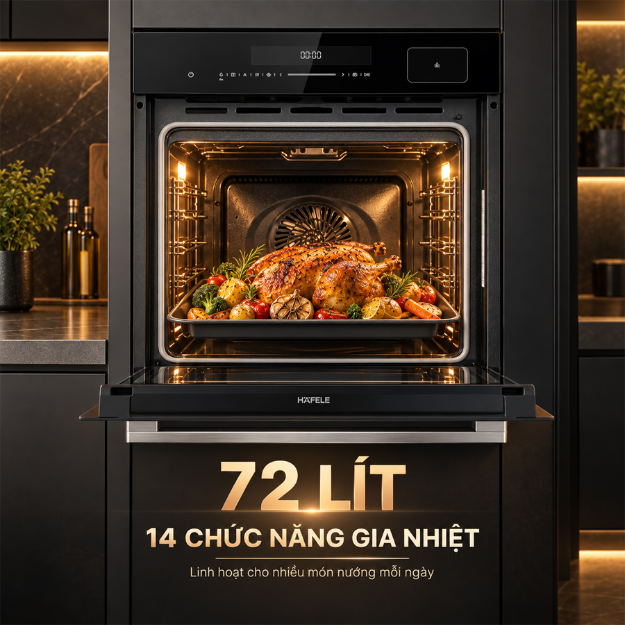 Khoang lò 72 lít và 14 chức năng gia nhiệt của Häfele HSO-8T72A
