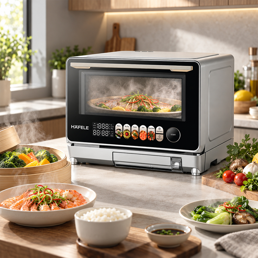 Chức năng hấp 1700 W và bình chứa nước 700 ml của Häfele HC-MWO231FW