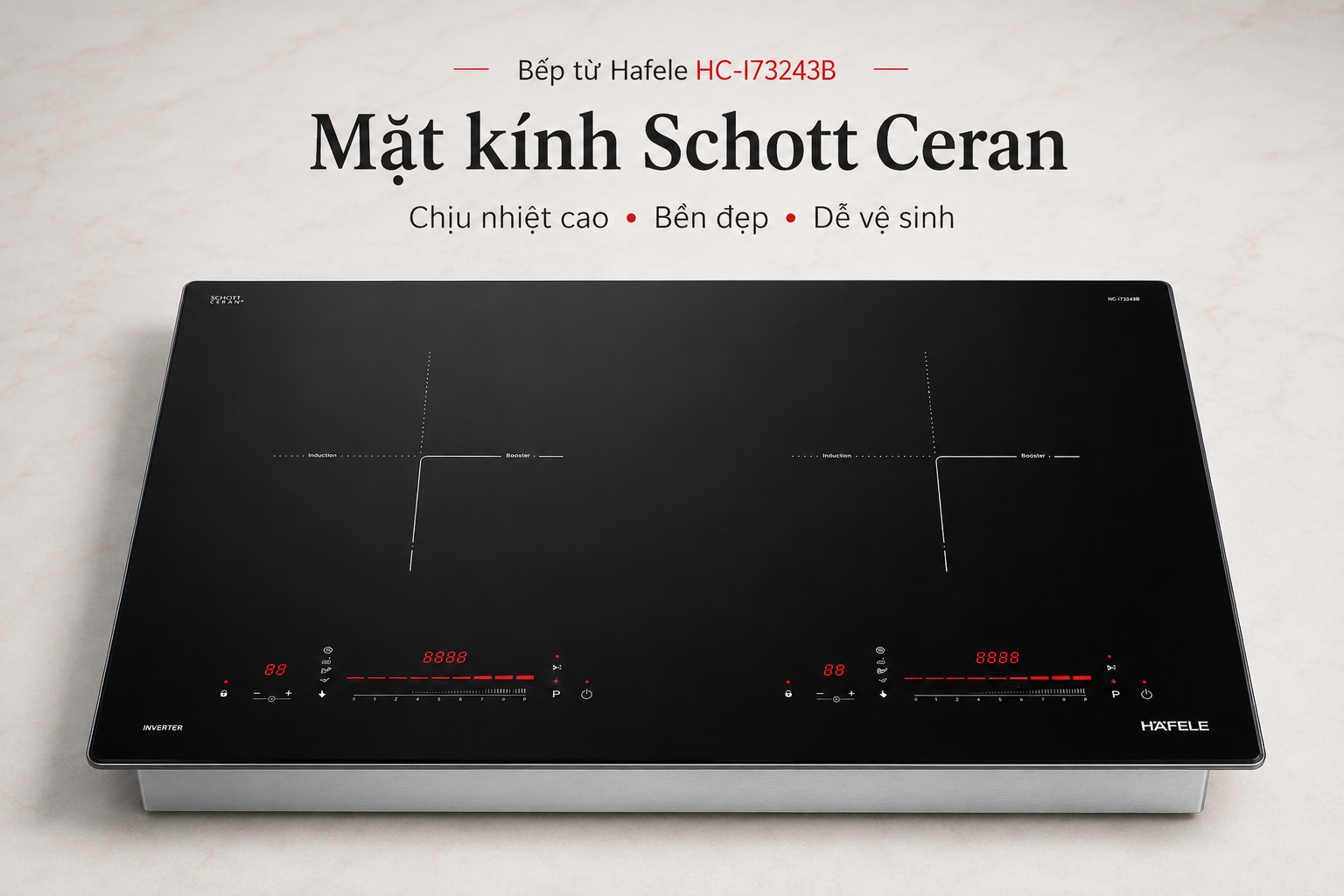 Mặt kính Schott Ceran trên bếp từ Hafele HC-I73243B