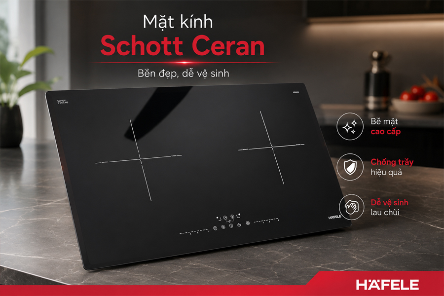 Mặt kính Schott Ceran trên bếp từ Hafele HC-I73241B