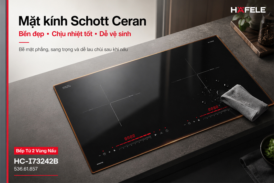 Mặt kính Schott Ceran trên bếp từ Hafele HC-I73242B
