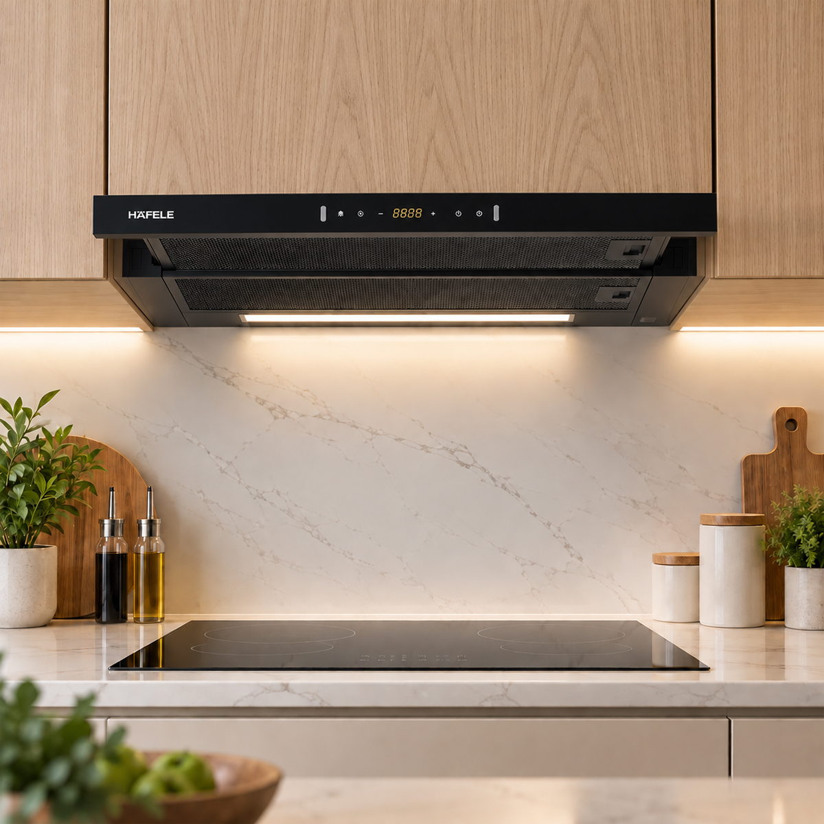 Máy hút mùi âm tủ Häfele HC-H7034TB 538.86.099 ở trạng thái mở
