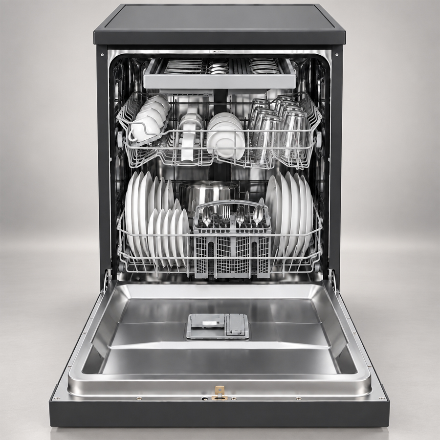 Ba tầng khay và sức chứa 14 bộ đồ ăn của máy rửa chén Häfele HDW-F601G