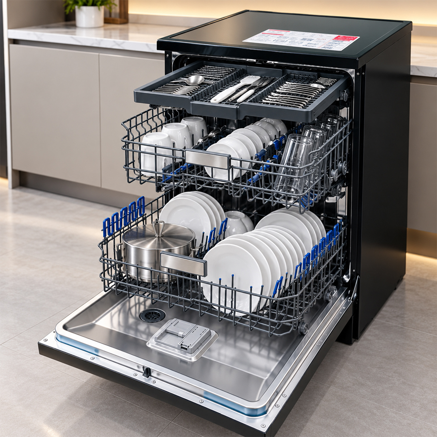Khoang rửa 16 bộ và 3 tầng khay của máy rửa chén Häfele HDW-F6072B