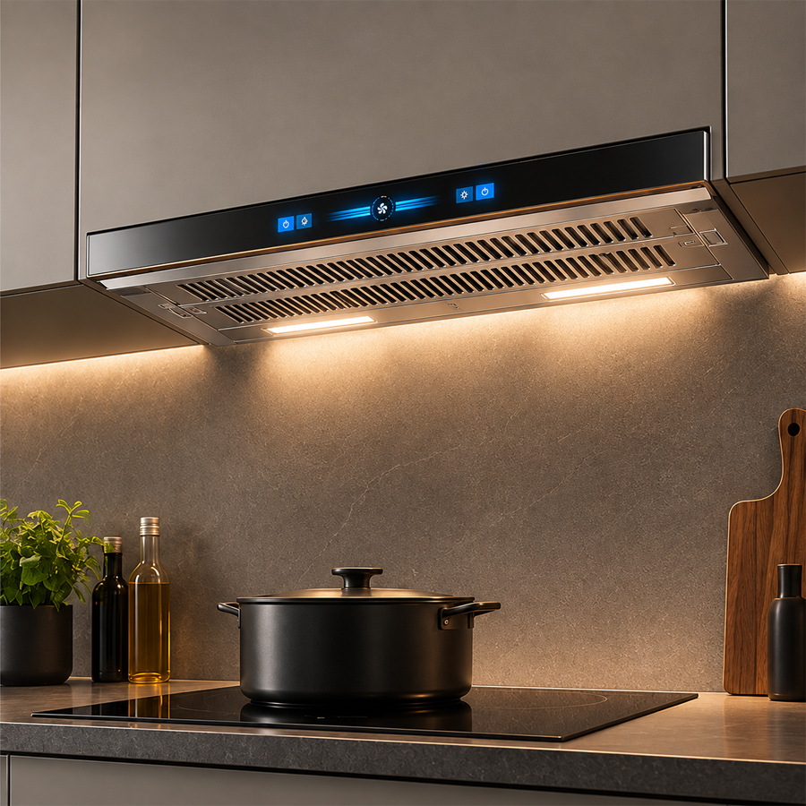Thiết kế âm tủ rộng 700 mm, mặt kính đen và đèn LED của Häfele HC-H706BS