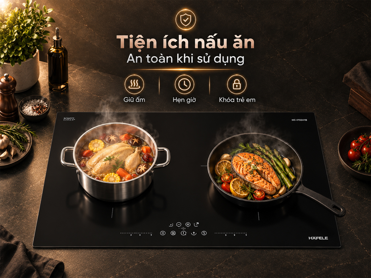 Các chức năng tiện ích và an toàn của bếp từ Häfele HC-I73241B 536.61.859