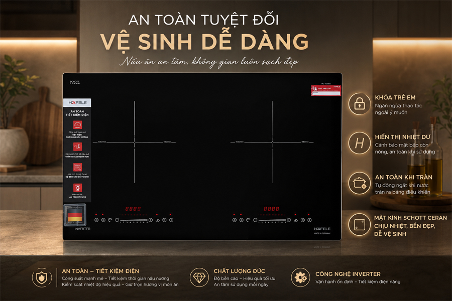 Tính năng an toàn của bếp từ Hafele HC-I7325B