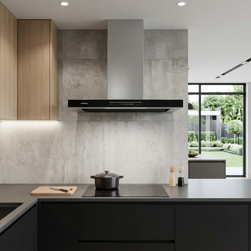 Máy hút mùi gắn tường Häfele HC-W705B 533.87.377 rộng 700 mm, mặt kính đen và thép không gỉ