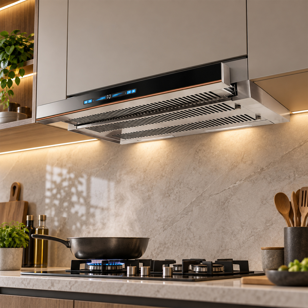 Máy hút mùi âm tủ Häfele HC-H706BS 533.87.798 rộng 700 mm, mặt kính đen