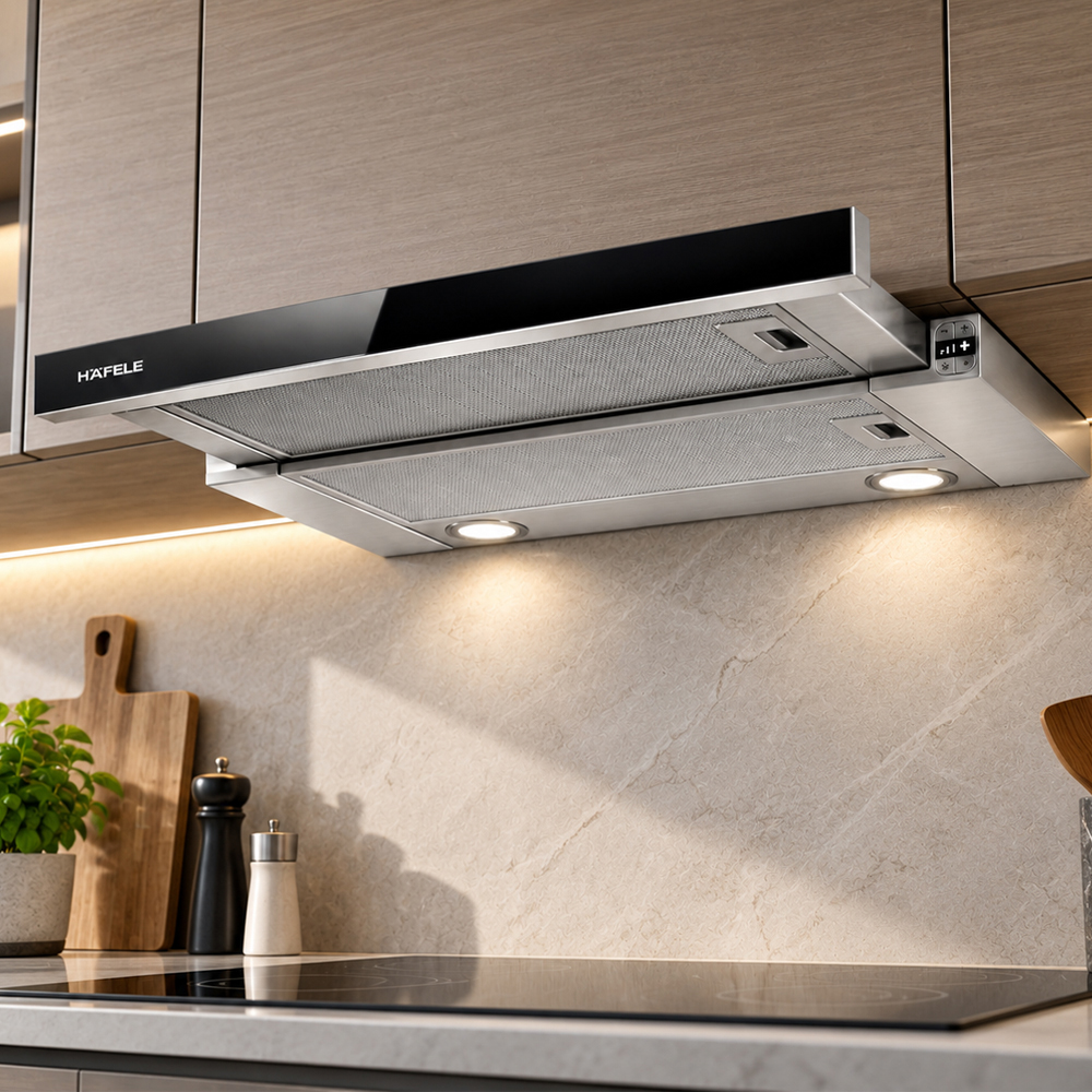 Máy hút mùi âm tủ mặt kính đen Häfele HH-TG60E 539.81.073 lắp trong tủ bếp