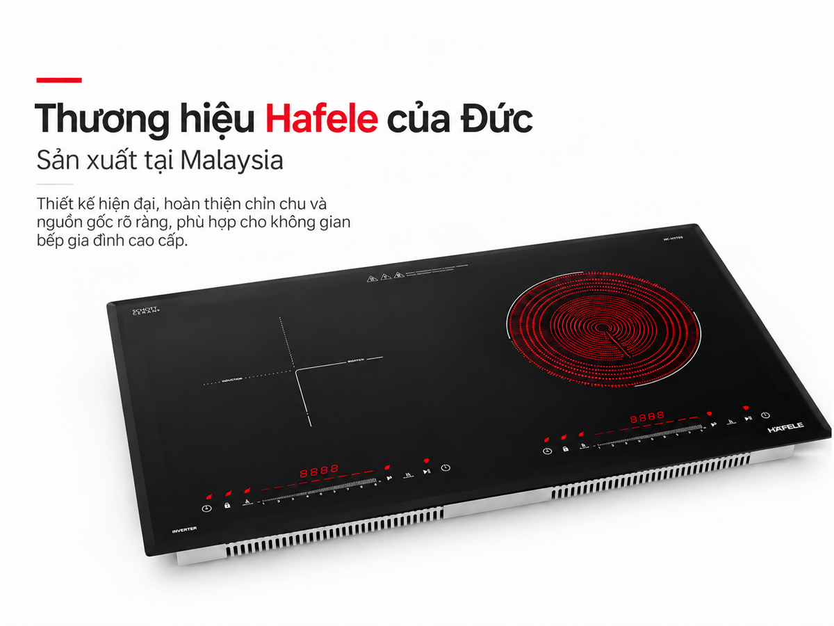 Bếp điện từ kết hợp Häfele HC-H7321B 536.61.856 xuất xứ Malaysia