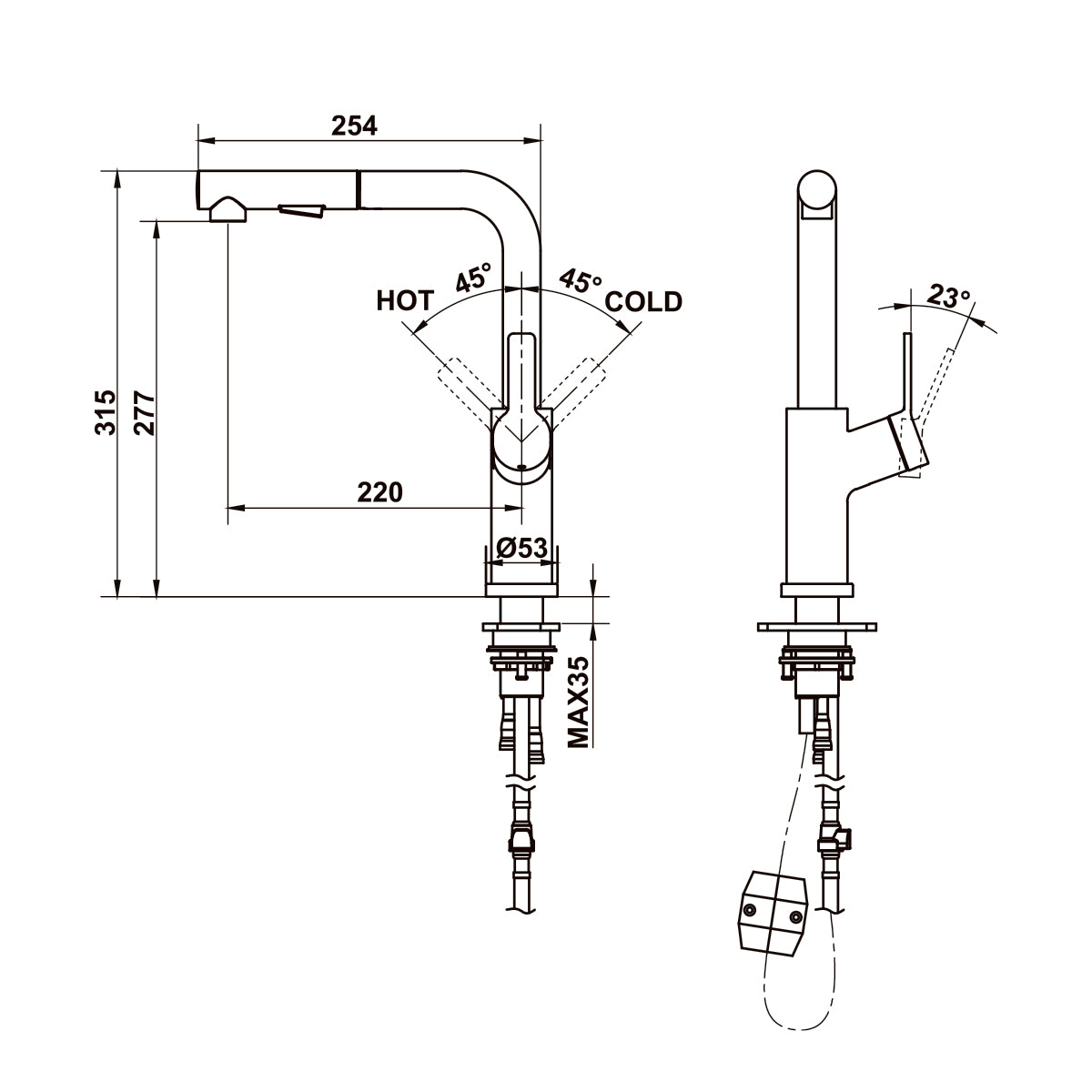 Vòi Rửa Chén Bát Hafele Lux-P HT25-SH1P315