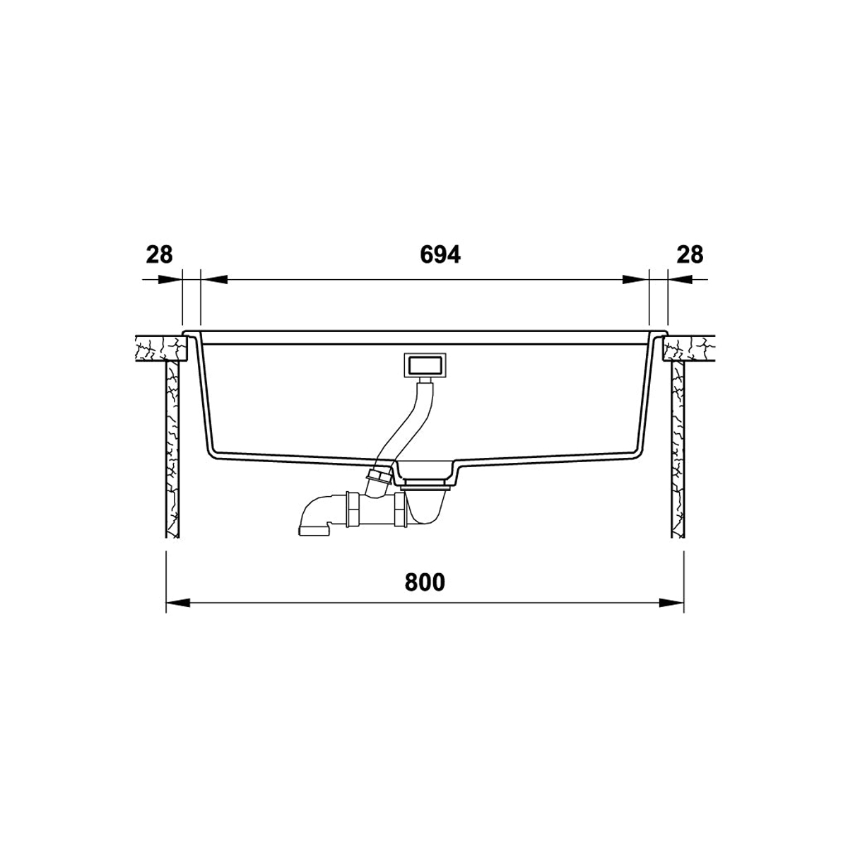 Chậu Đá Granstone Màu Đen Hafele HS20-GEN1S80