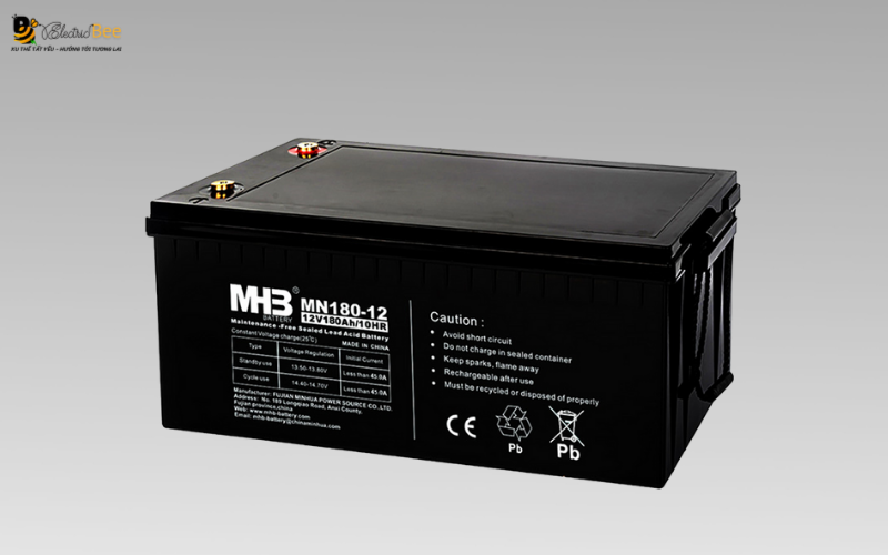 Pin Axit-Chì dùng trong xe điện cơ bản với cấu trúc bản cực chì truyền thống