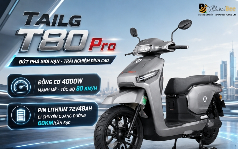 Xe máy điện TAILG T80 Pro - Động cơ 4000W, Pin Lithium 72V48Ah