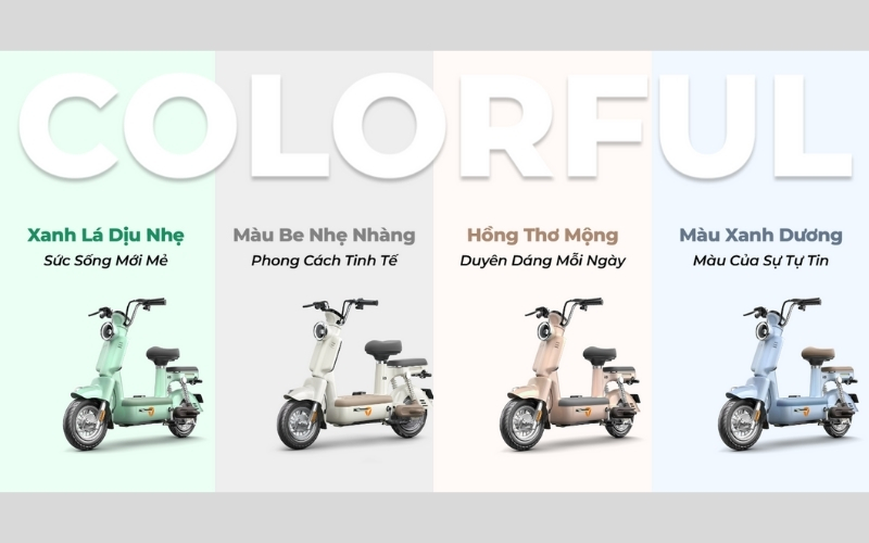 Xe điện Yadea i8 có nhiều tùy chọn màu sắc trẻ trung và cá tính
