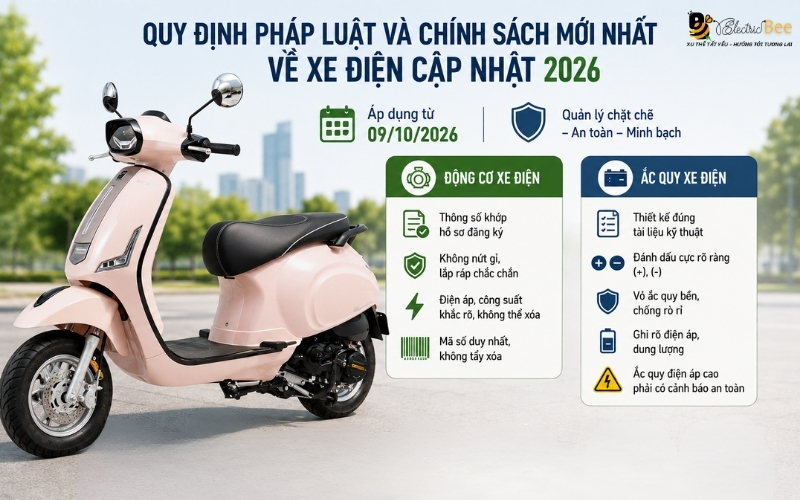 Quy định pháp luật mới nhất về động cơ và ắc quy xe điện cập nhật 2026