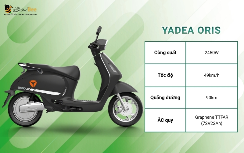 Xe điện YADEA Oris sở hữu thiết kế cổ điển cùng công năng vượt trội