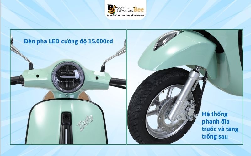 Xe máy điện đèn pha LED cường độ 15.000cd