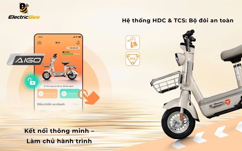 YADEA i8 H - Hệ thống HDC & TCS: Bộ đôi an toàn