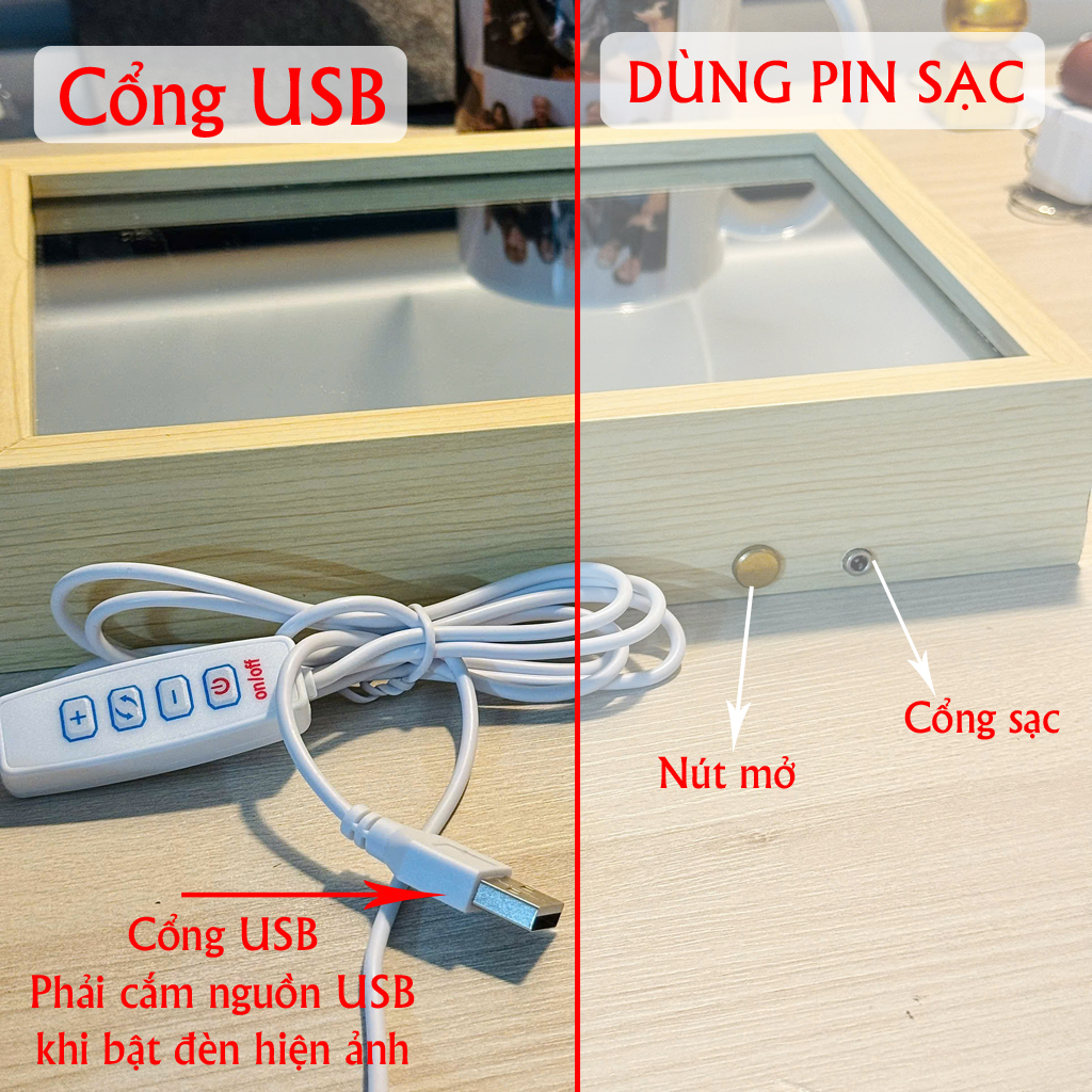 [LOẠI CAO CẤP]Khung gương KÍNH hiện ảnh GỖ NHẠT