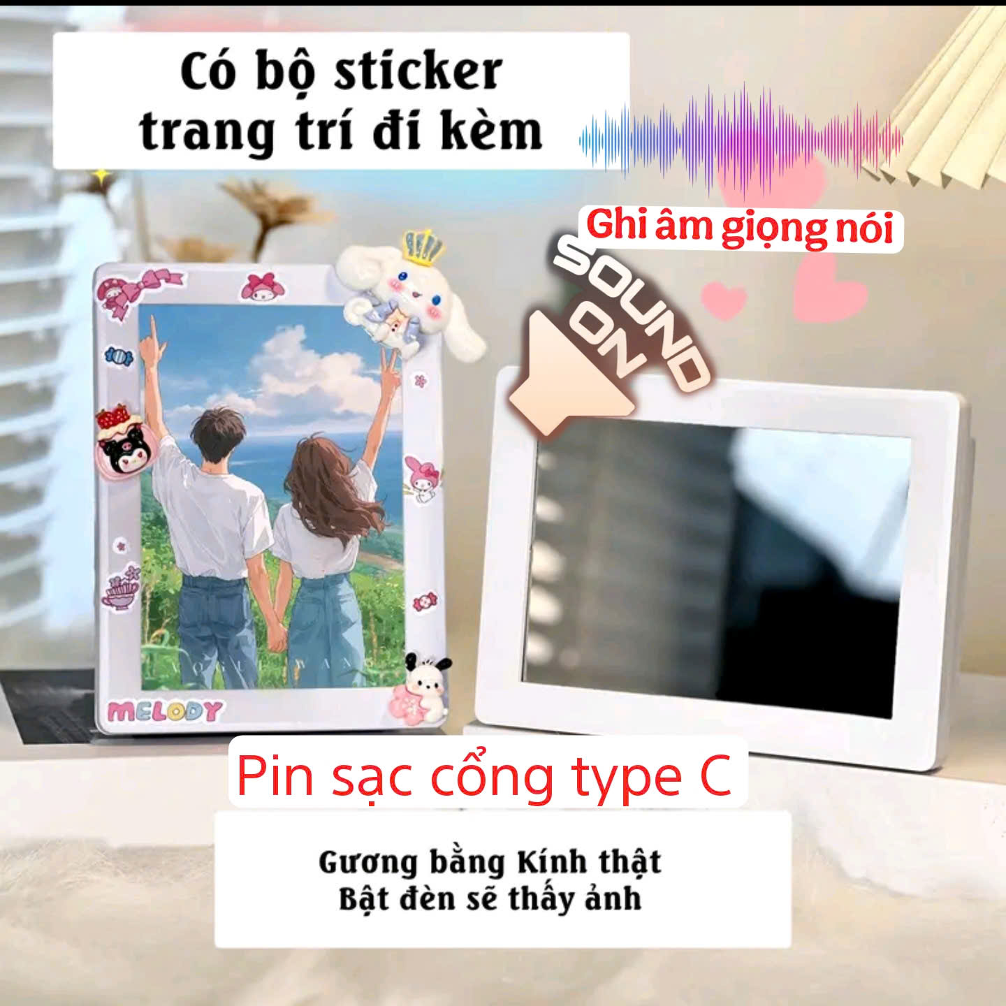 Khung gương ảnh có ghi âm, loa phát
