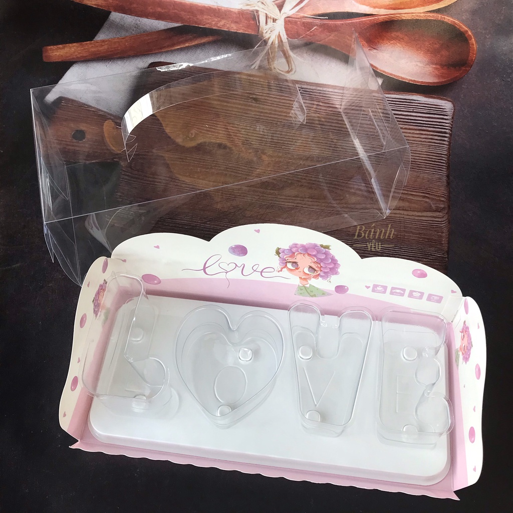Set hộp mica khuôn Love/ 10 bộ