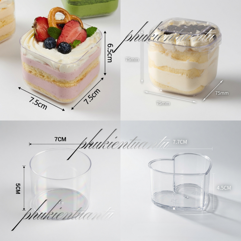 Set 10 Cốc Tròn, Tim, Vuông Đựng Bánh