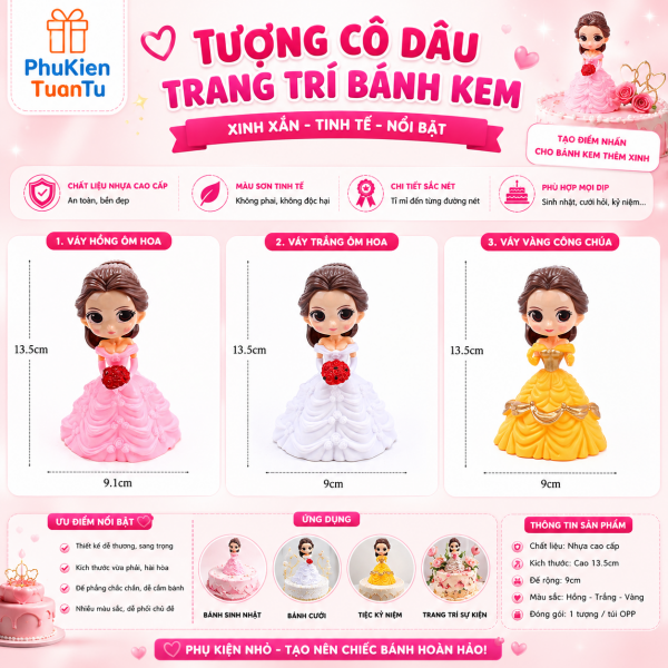 Mô Hình Công Chúa Váy Dạ Hội Trang Trí Bánh Kem