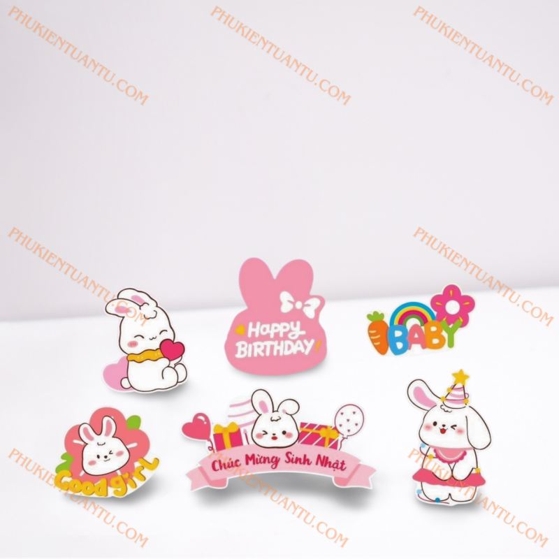 Set giấy: Thỏ hồng
