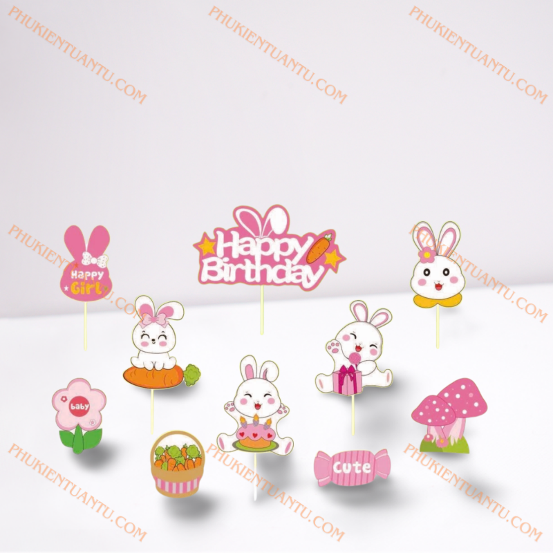 Set giấy: Thỏ hồng 2